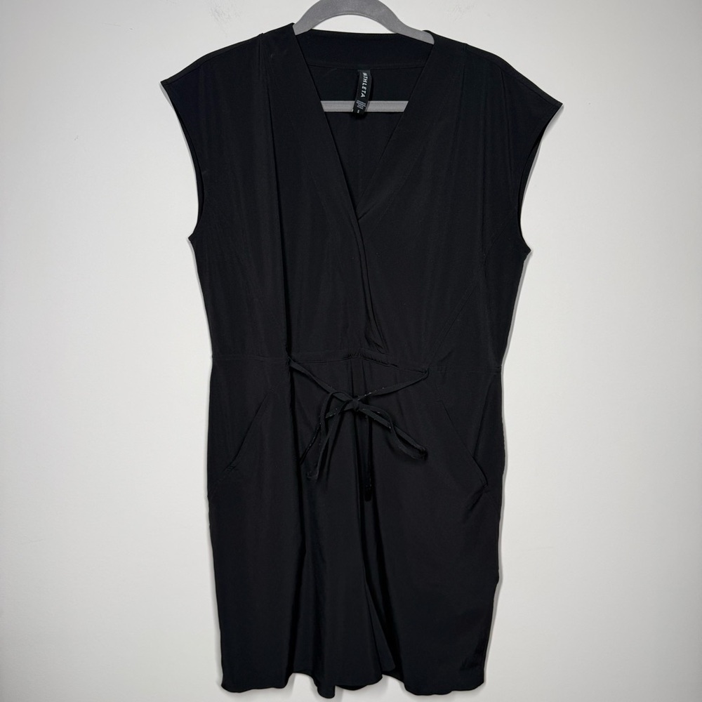 Athleta Black Sleeveless Wrap Athletic Romper Pockets